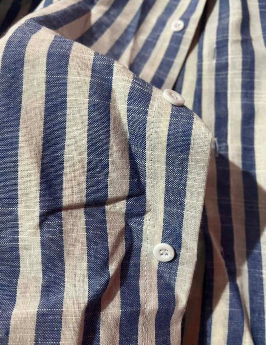Blue and White Striped Casual Shirt
