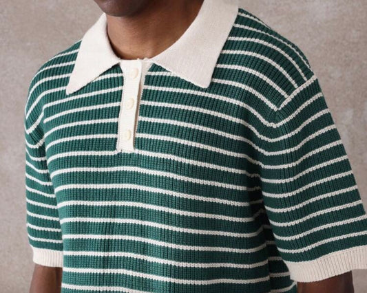 Classic Striped Knitted Polo Shirt