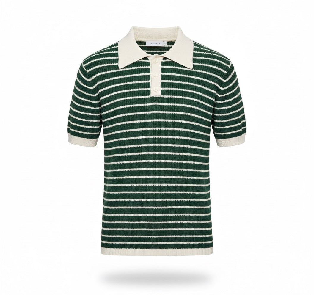 Classic Striped Knitted Polo Shirt