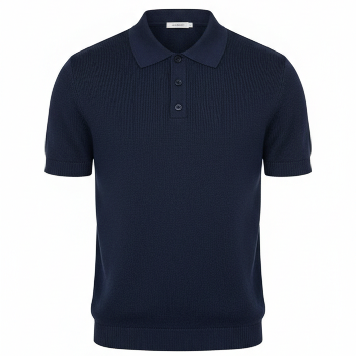 Rib-knit polo shirt