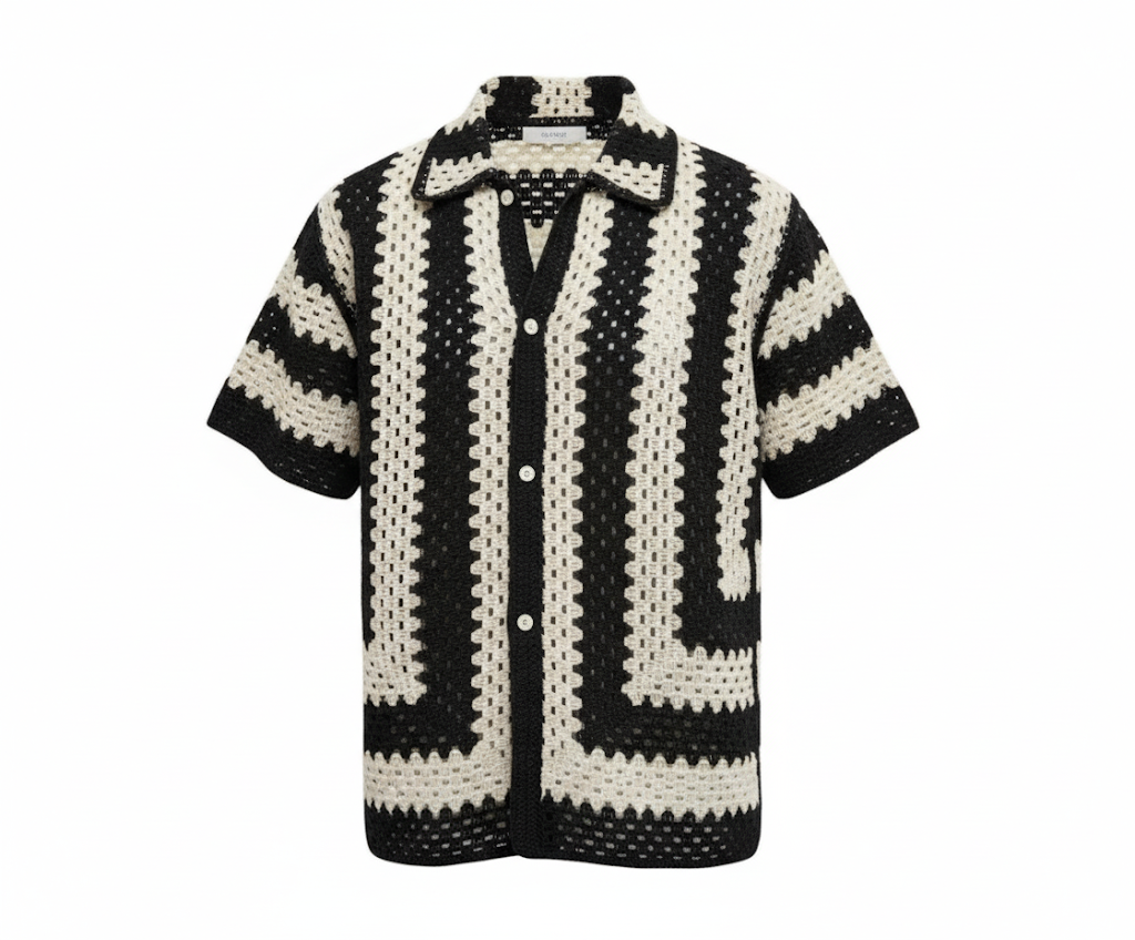 Black & White Crochet Short-Sleeve