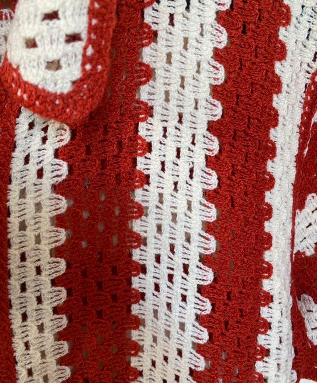 Orange & White Crochet Short-Sleeve