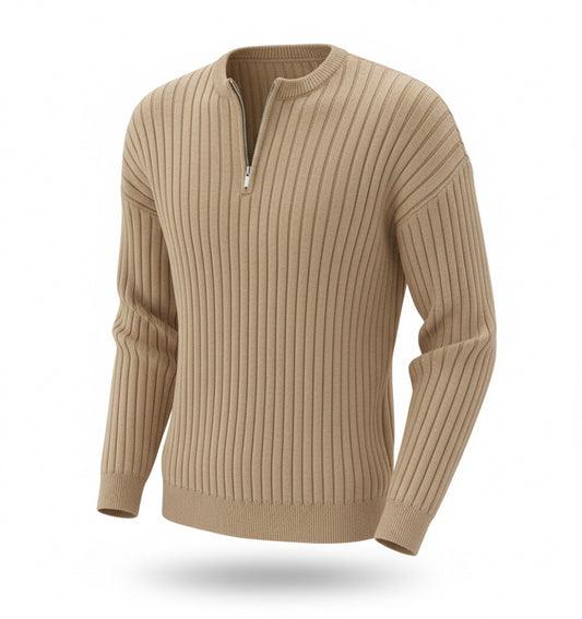 Ribbed Half-Zip Sweater
