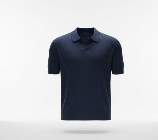 Rib-knit polo shirt