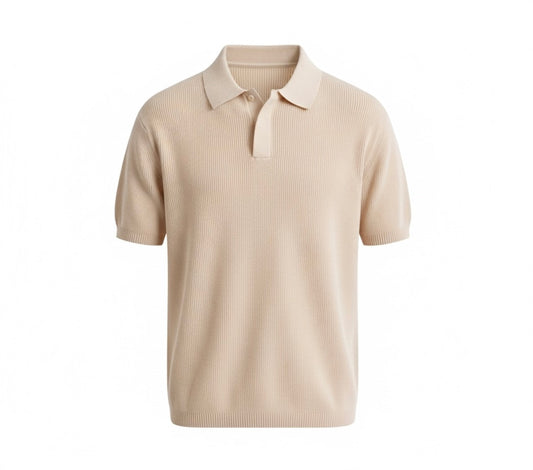 Rib-knit polo shirt
