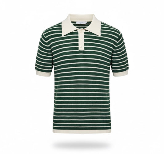 Classic Striped Knitted Polo Shirt