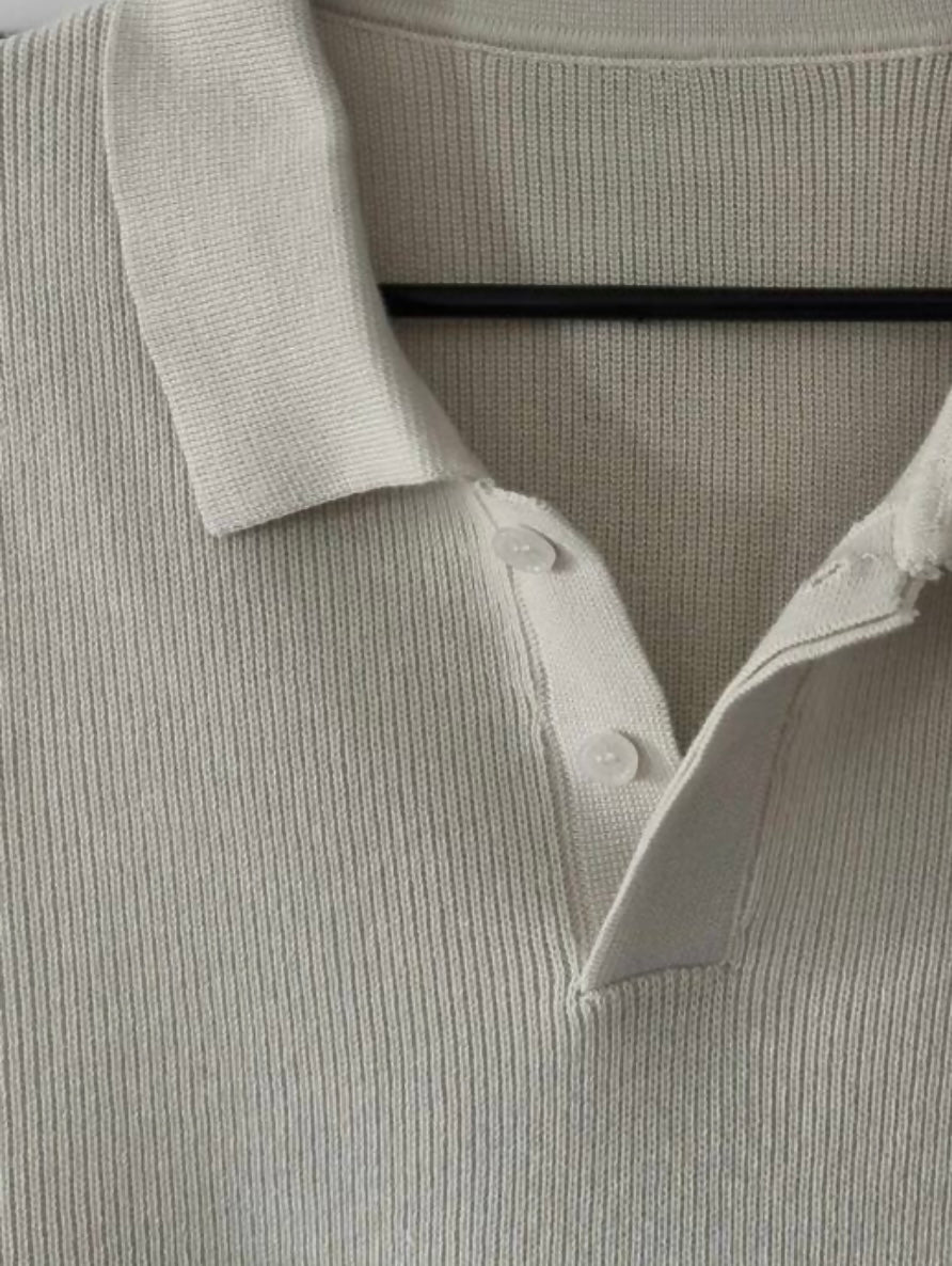 Rib-knit polo shirt