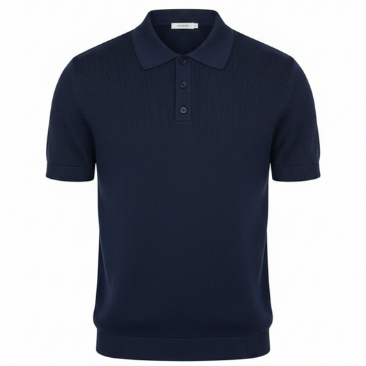 Rib-knit polo shirt