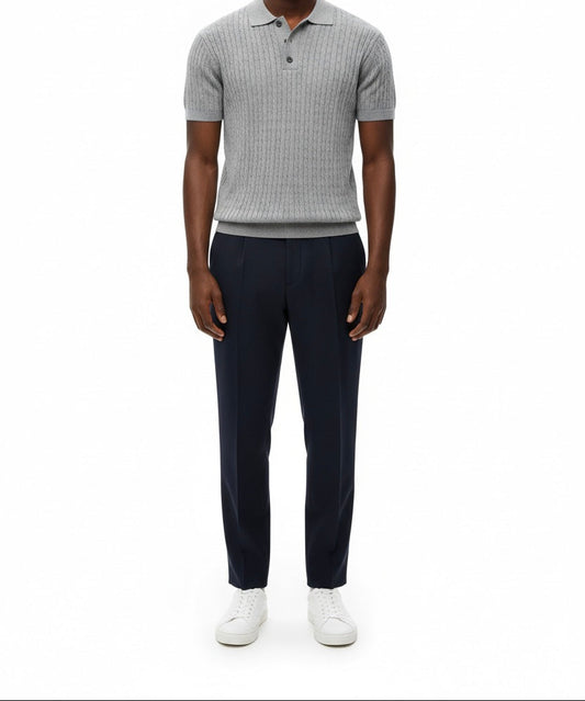 Grey Knitwear Polo