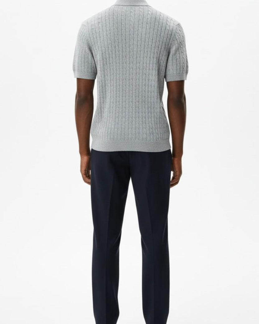 Grey Knitwear Polo