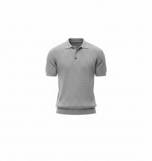 Grey Knitwear Polo